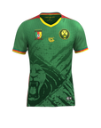 CAMEROON Fecafoot Players Stadium Jersey in green with lion graphic, official team gear for fans and athletes. Features Fecafoot and lion crest logos.